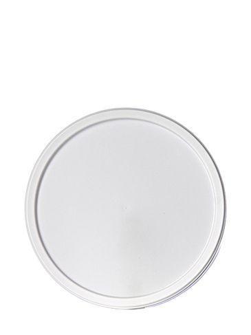 White LDPE plastic 6.1875 inch flat long-skirted tub lid
