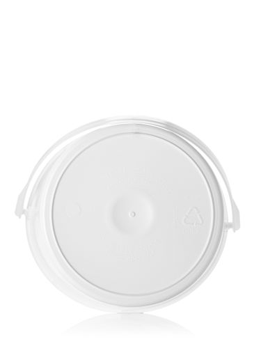 64 oz white HDPE plastic round tub with handle