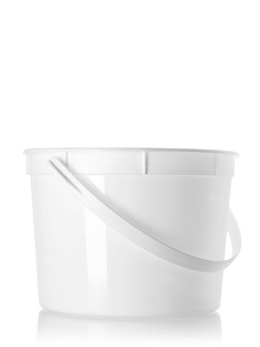 64 oz white HDPE plastic round tub with handle